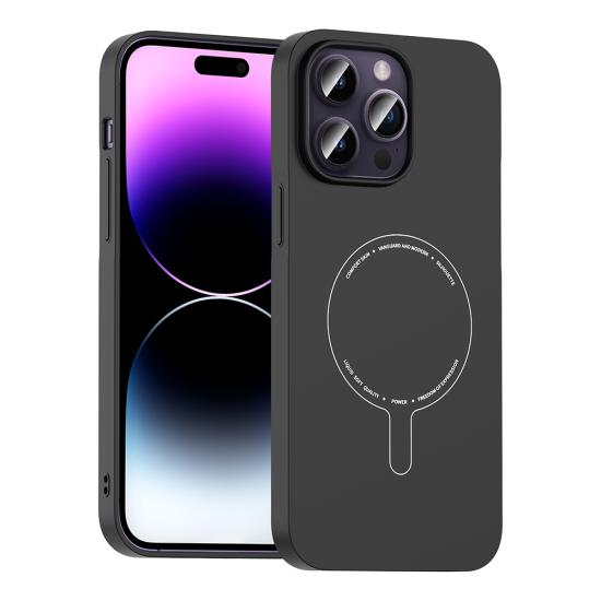 iPhone Uyumlu 14 Pro Max Kılıf M-Safe Şarj Özellikli Kamera Korumalı Zore Elio Sert PC Kapak