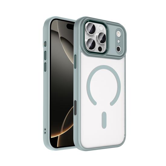 iPhone Uyumlu 18 Pro Max Kılıf Wireless Şarj Özellikli Zore Krom M-safe Silikon Kapak