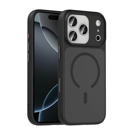 iPhone Uyumlu 18 Pro Max Kılıf Mat Arka Yüzey Wireless Şarj Özellikli Zore Flet M-safe Kapak