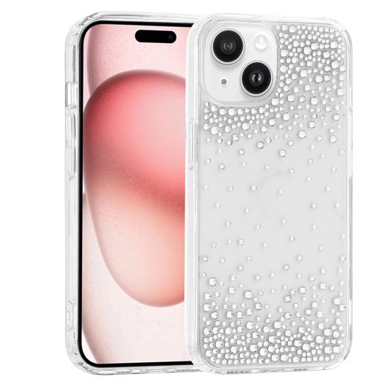 iPhone Uyumlu 15 Kılıf Airbag Tasarımlı Damla Taşlı Şeffaf Zore Pera Silikon Kapak