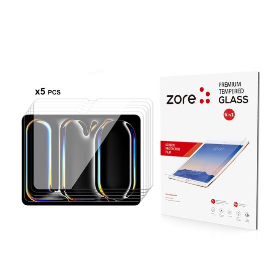 iPad Uyumlu Pro 13 2024 Zore 5in1 Tablet Temperli Cam Ekran Koruyucu