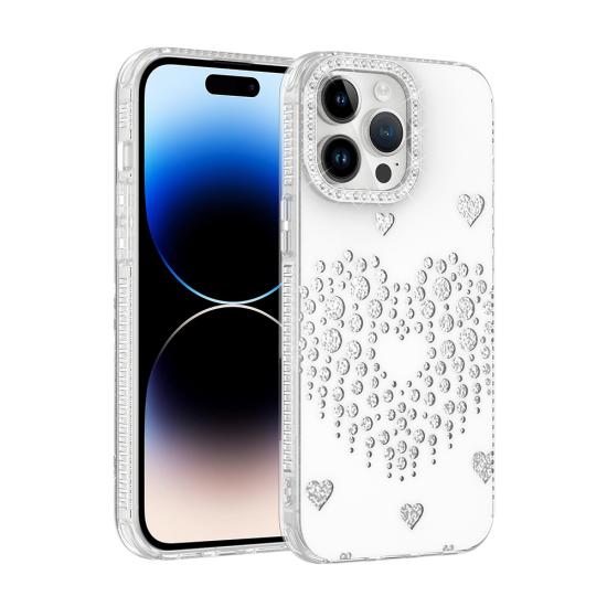 iPhone Uyumlu 14 Pro Max Kılıf Damla Taşlı Zore Rivas Sert PC Kapak