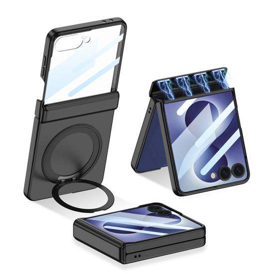 Galaxy Uyumlu Z Flip 8 Kılıf M-safe Şarj Özellikli Zore Kıpta KPT-06 Ring Standlı Kapak