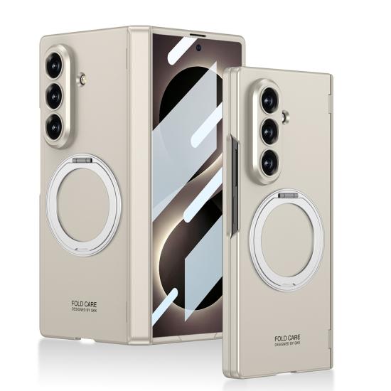 Galaxy Uyumlu Z Fold 8 Ultra Kılıf M-safe Şarj Özellikli Zore Kıpta KPT-07 Ring Standlı Sert PC Kapak