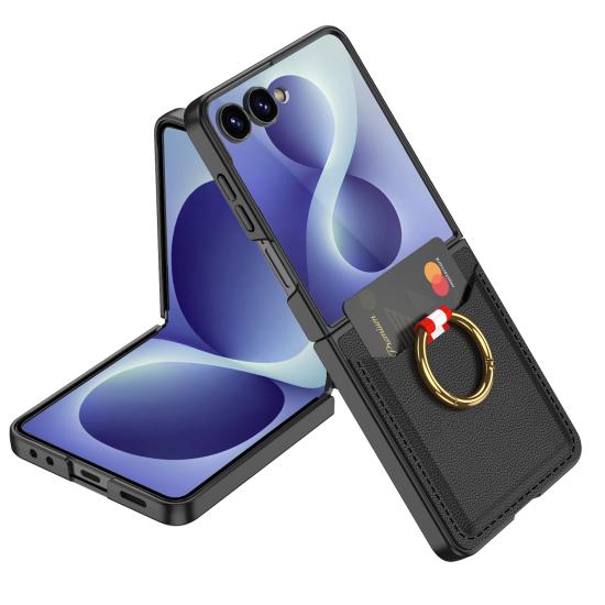 Galaxy Uyumlu Z Flip 8 Zore Kıpta Yüzüklü Kartlıklı Kapak
