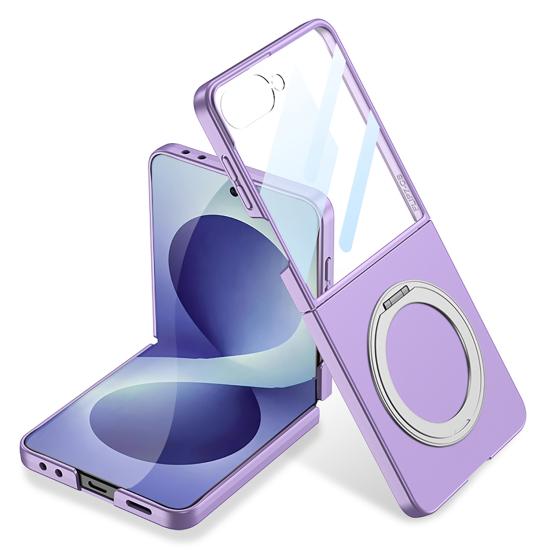 Galaxy Uyumlu Z Flip 8 Kılıf M-safe Şarj Özellikli Zore Kıpta Yüzüklü Kamera Korumalı Kapak