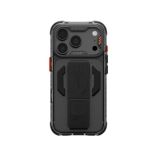 iPhone Uyumlu 18 Pro Kılıf M-safe Şarj Özellikli Teknoloji Desenli Skinarma Helio CE Mag Charge Standlı Kapak