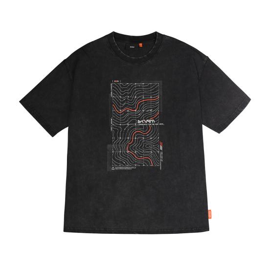 Skinarma Sonar Kısa Kollu Oversize Unisex Bisiklet Yaka Siyah Tişört
