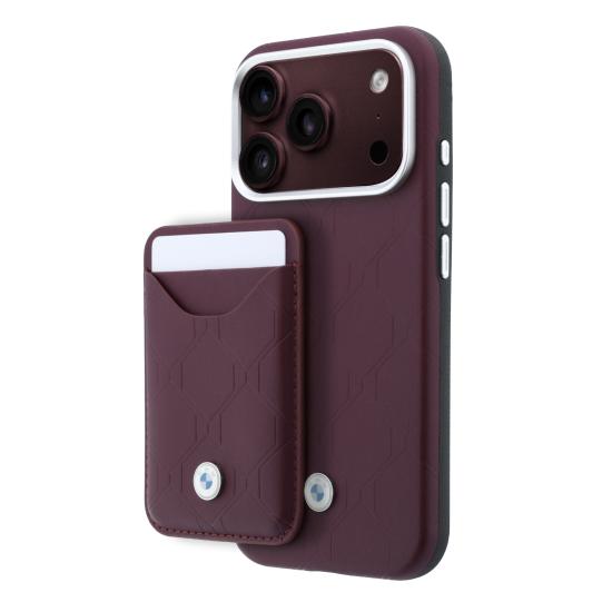 iPhone Uyumlu 18 Pro Kılıf BMW Orjinal Lisanslı M-safe Şarj Özellikli Metal Logolu Kabartmalı Kapitone Deri Kartlıklı Kapak