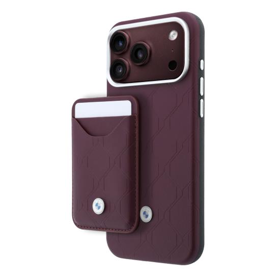 iPhone Uyumlu 18 Pro Max Kılıf BMW Orjinal Lisanslı M-safe Şarj Özellikli Metal Logolu Kabartmalı Kapitone Deri Kartlıklı Kapak