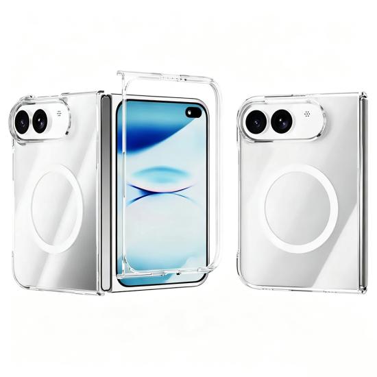 iPhone Uyumlu Duo Kılıf Zore M-safe Şarj Özellikli Şeffaf Kamera Çerçeveli Porto Kapak