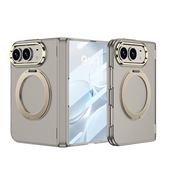 iPhone Uyumlu Duo Kılıf M-safe Şarj Özellikli Zore Kıpta KPT-07 Ring Standlı Sert PC Kapak