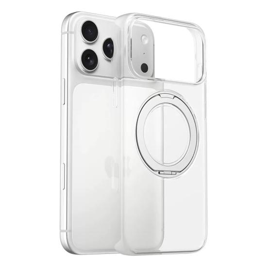 iPhone Uyumlu 17 Pro Kılıf M-Safe Şarj Özellikli Zore Luzer 360 Standlı Kapak