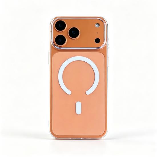 iPhone Uyumlu 17 Pro Max Kılıf Zore M-safe Şarj Özellikli Şeffaf Tek Kamera Çerçeveli Porto Kapak