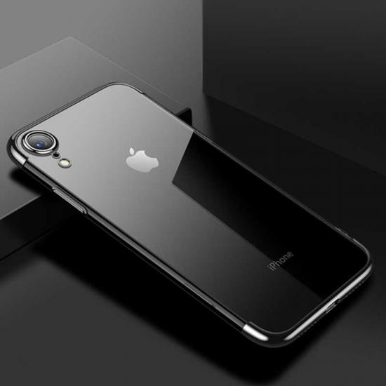 iPhone Uyumlu XR 6.1 Kılıf Zore Dört Köşeli Lazer Silikon Kapak